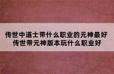 传世中道士带什么职业的元神最好 传世带元神版本玩什么职业好